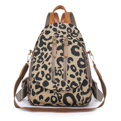 Leopard-Print Fashion Travel Backpack For Women