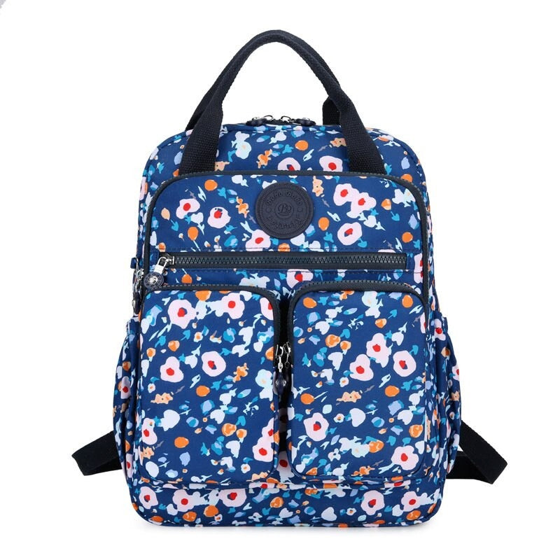 Nylon Floral Print Laptop Backpack For Girls