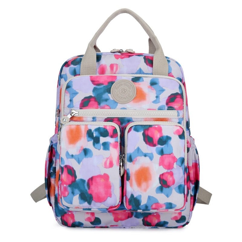 Nylon Floral Print Laptop Backpack For Girls