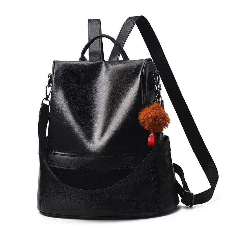 Large Capacity PU Leather Retro Backpack For Women