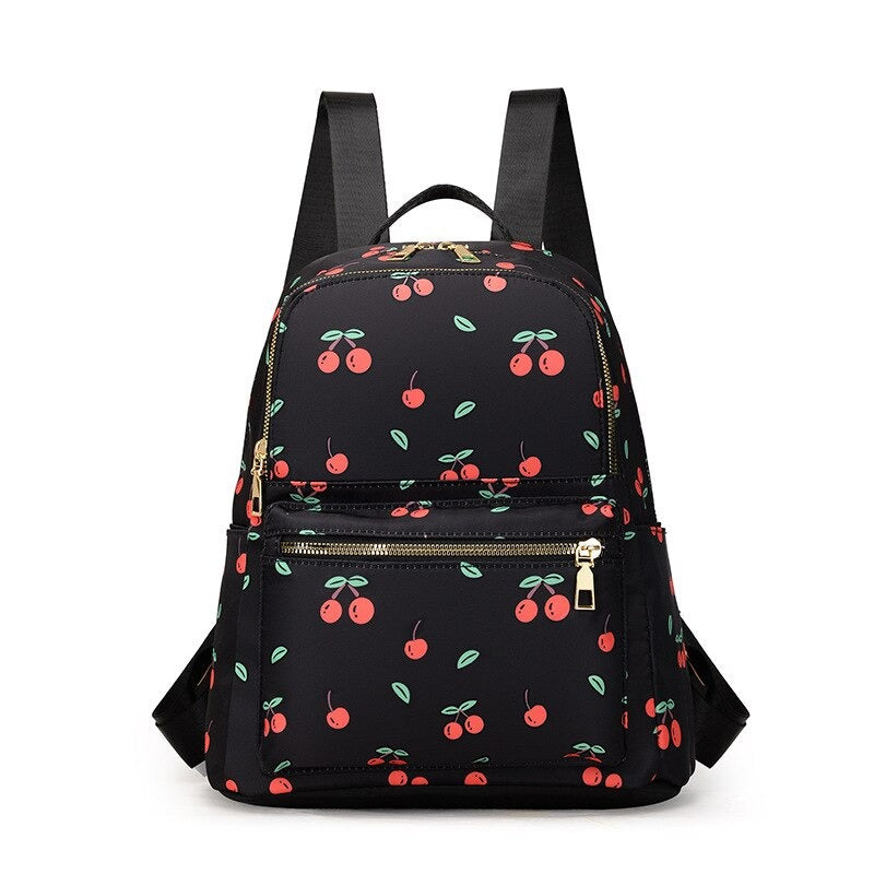 Nylon Cherry Print Outdoor Backpack