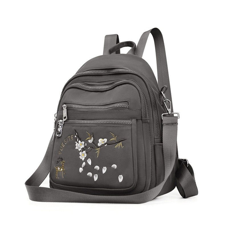 Embroidered Nylon Backpack For Women