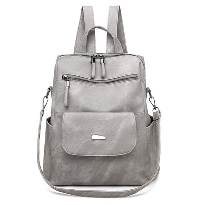 Leather Solid Color Backpacks For Women