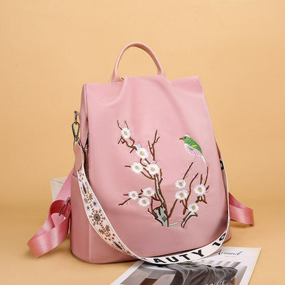 Women's Flower Embroidery Design Outdoor Backpack