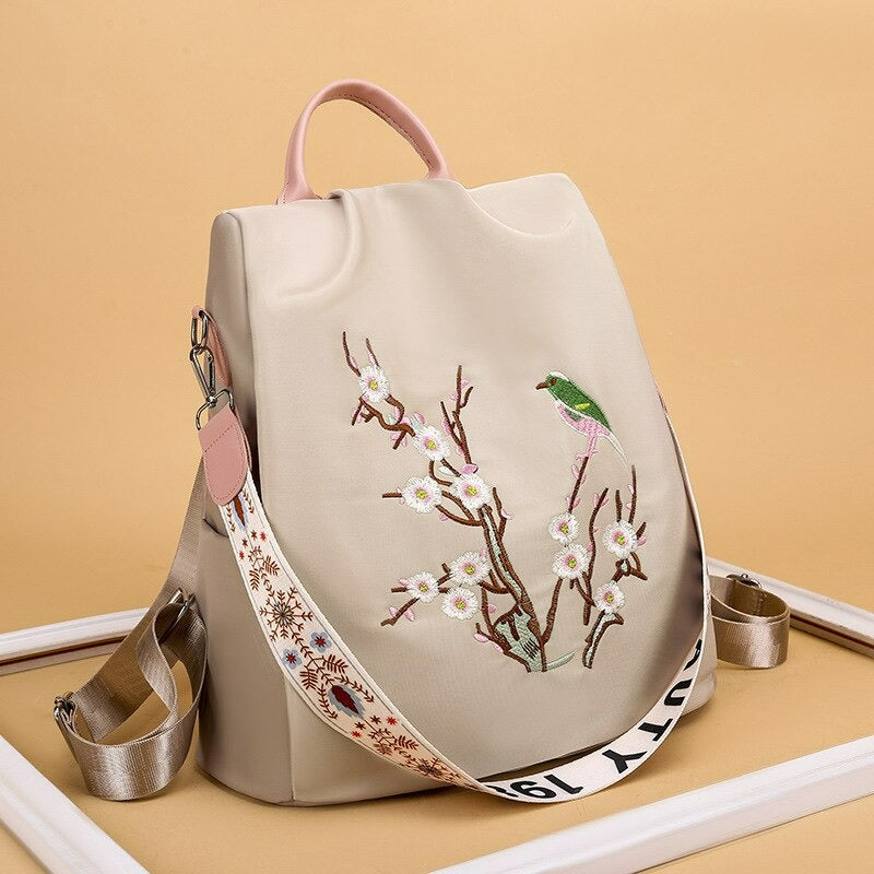 Women's Flower Embroidery Design Outdoor Backpack