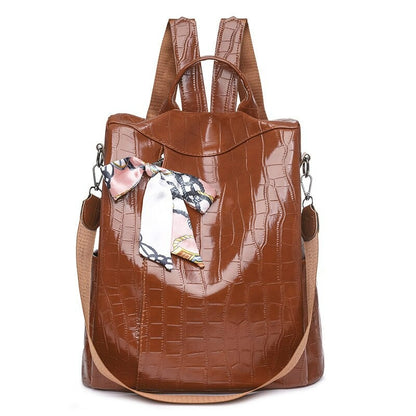 Ladies Fashion Leather Shoulder Backpack