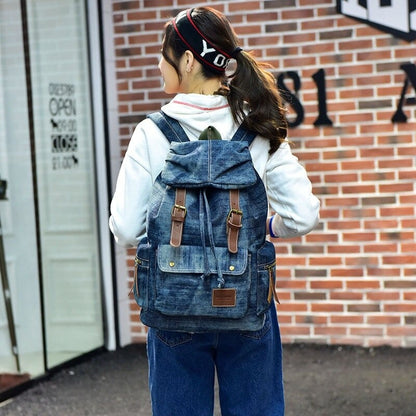 Denim Outdoor Backpack For Women