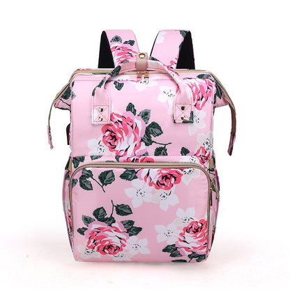 Flower Print Mommy Baby Care Backpack