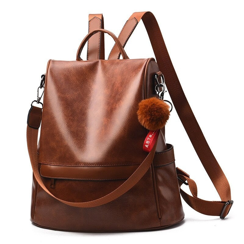 Large Capacity PU Women Leather Backpacks Retro