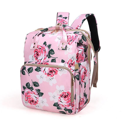 Flower Print Mommy Baby Care Backpack