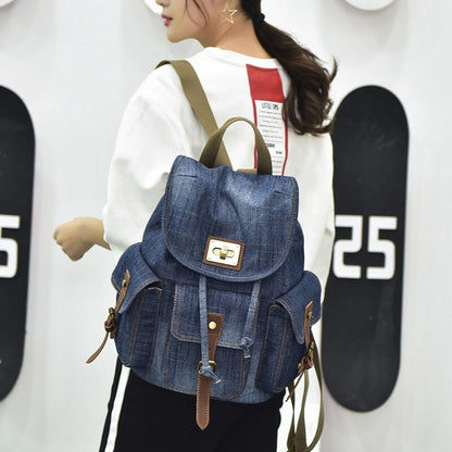 Denim Women Retro Teenage Laptop Backpack