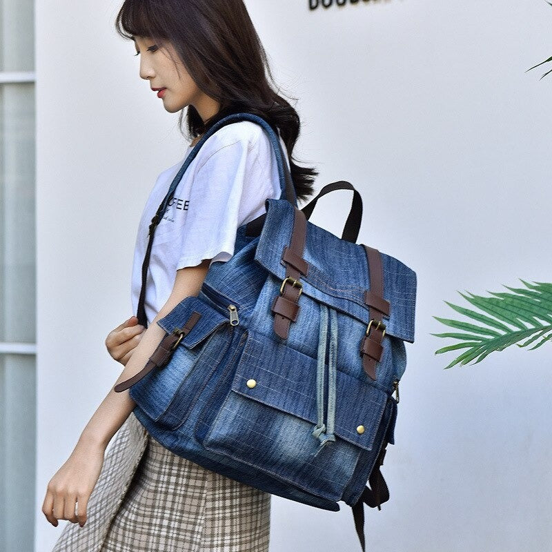 Denim Women Retro Teenage Laptop Backpack