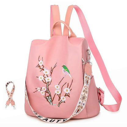 Women's Flower Embroidery Design Outdoor Backpack