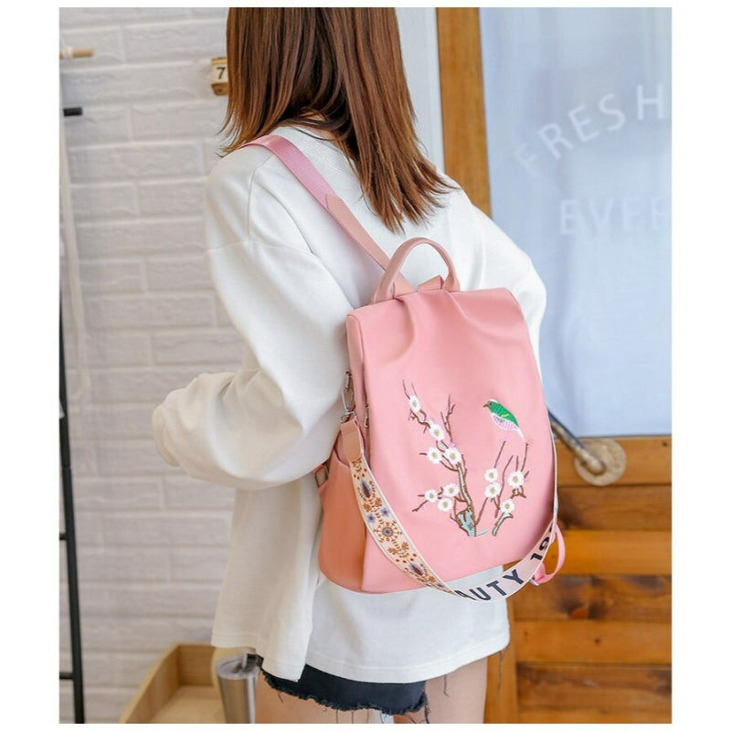 Women's Flower Embroidery Design Outdoor Backpack