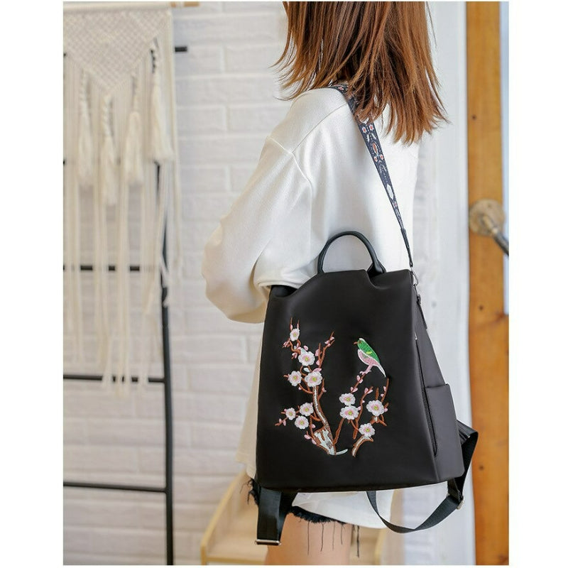 Women's Flower Embroidery Design Outdoor Backpack