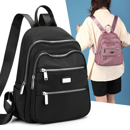 Solid Color Nylon Casual Backpack For Women