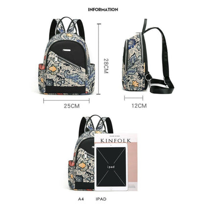 Waterproof Printed Shoulder Backpack For Women