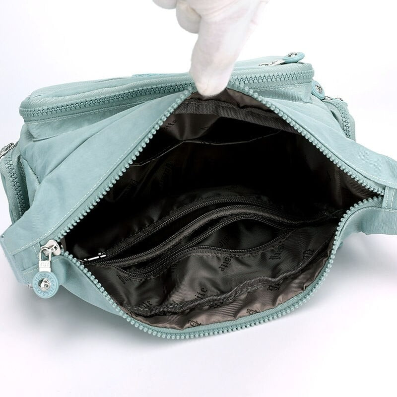 Multipocketed Nylon Messenger Bag for Women