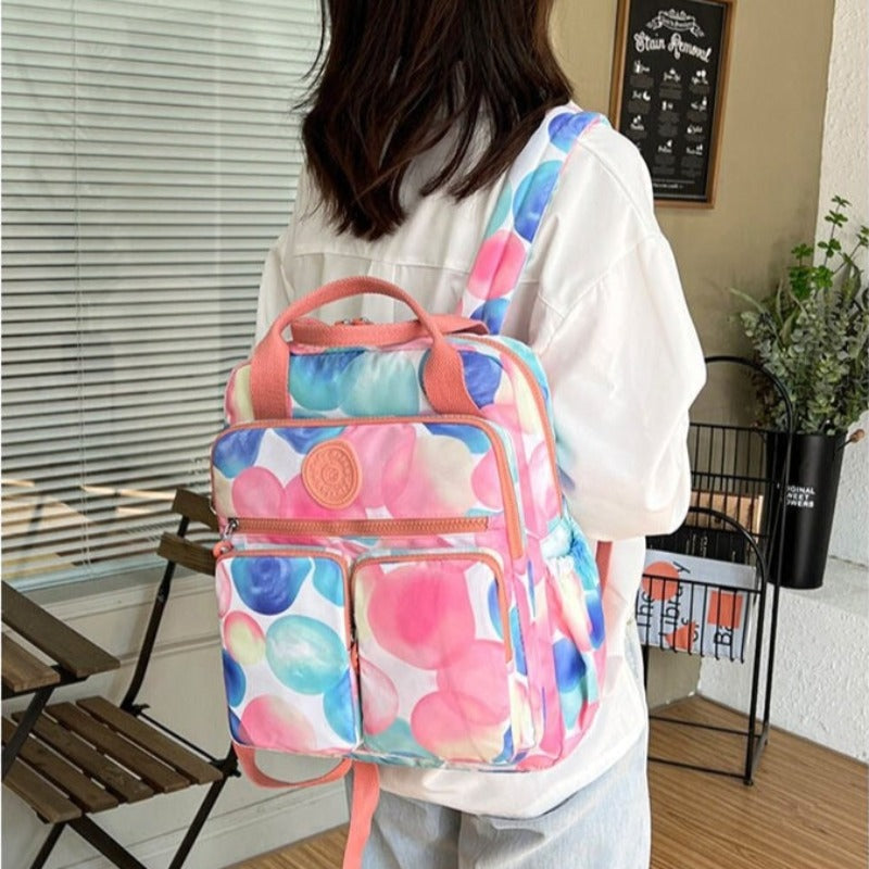 Nylon Floral Print Laptop Backpack For Girls