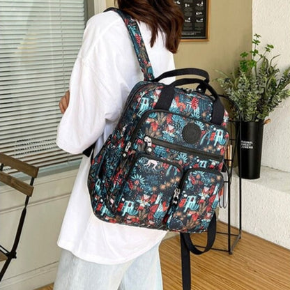 Nylon Floral Print Laptop Backpack For Girls