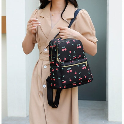 Nylon Cherry Print Outdoor Backpack