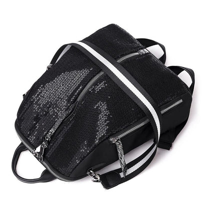 Women's Black Sequins Backpack