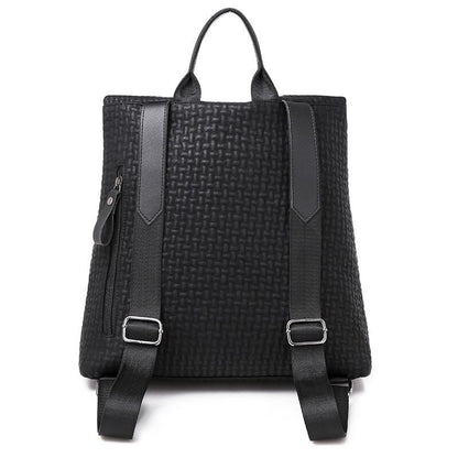 Retro Black Leather Backpack for Women