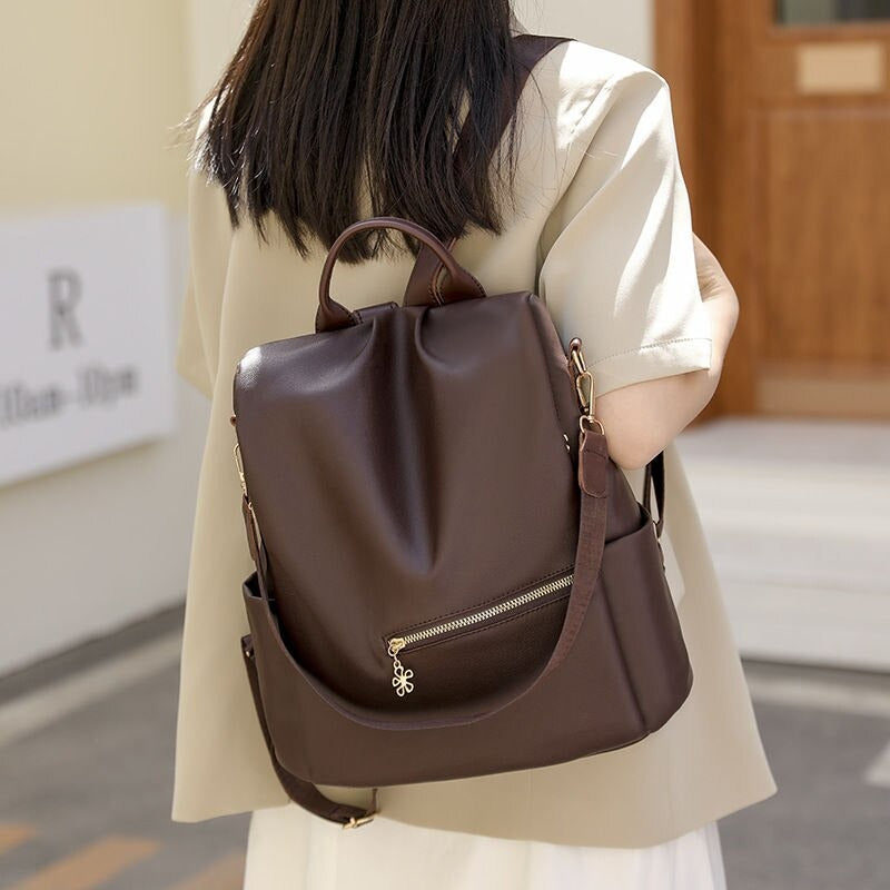 Simple Leather Travel Backpack