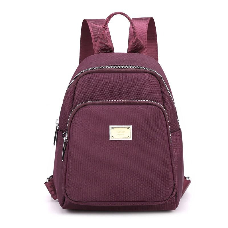 Women's Solid Zipper Backpack