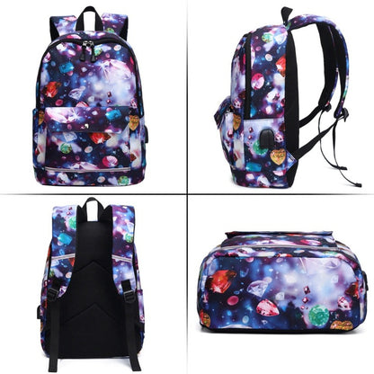 USB Charging Multi Pocket School Backpacks For Girls