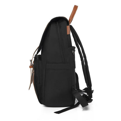 Women's Solid Leather Buckle Backpack