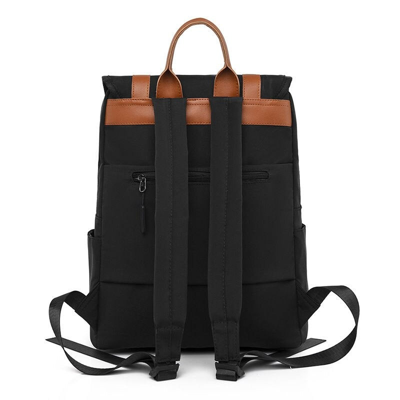 Women's Solid Leather Buckle Backpack